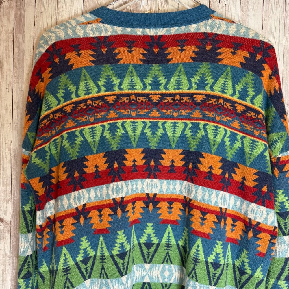 Tasha Polizzi Southwestern Print Cotton Knit Open-Front Cardigan Sweater - Picture 9 of 9